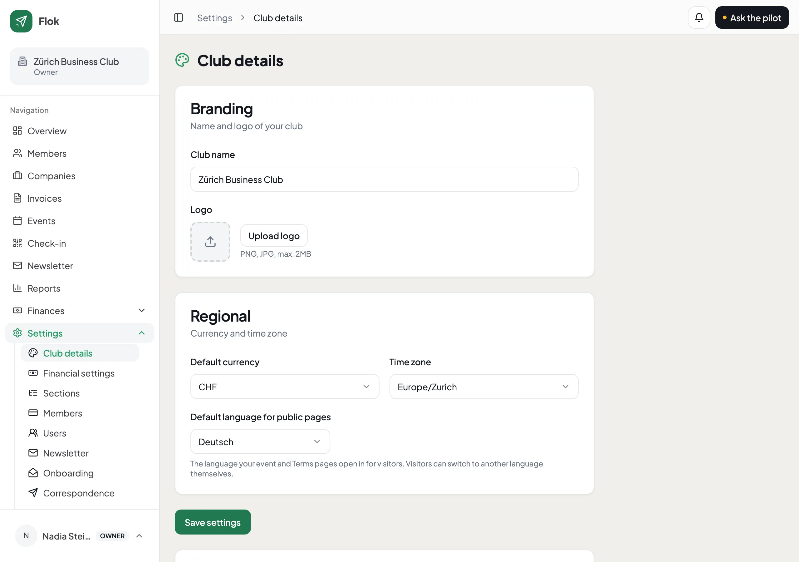 The memberships screen, listing each rate with its price and billing cycle.